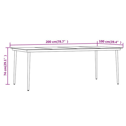 7 pcs conjunto de jantar para jardim cinza e preto