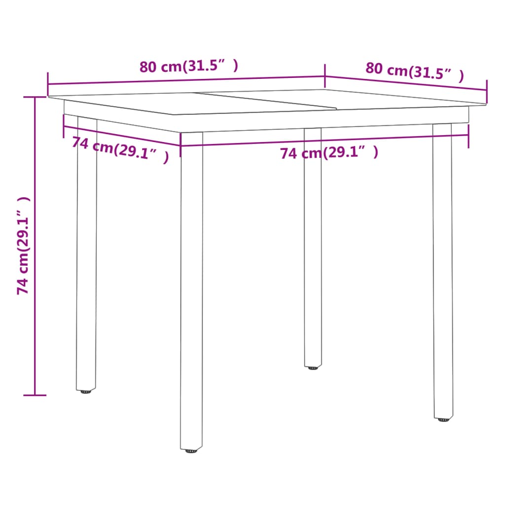 3 pcs conjunto de jantar para jardim preto