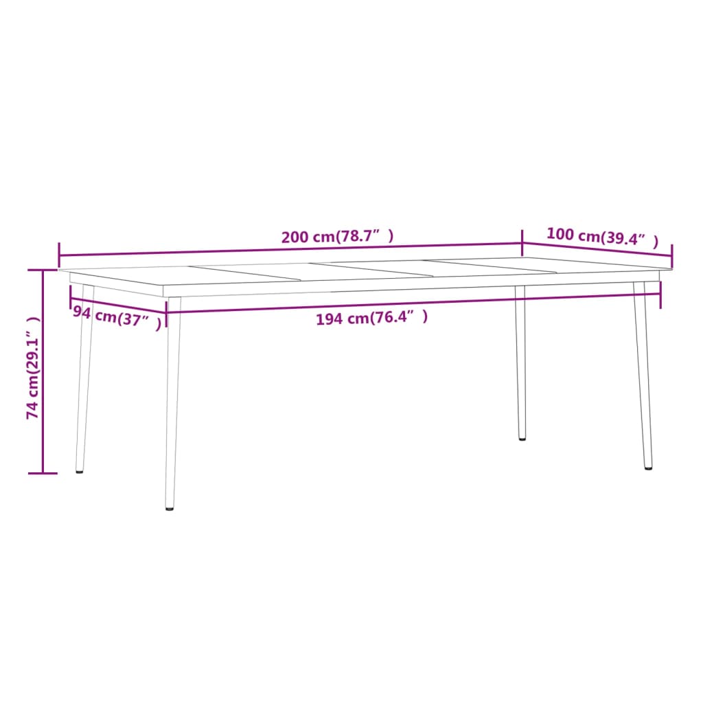 7 pcs conjunto de jantar para jardim com almofadões cinza