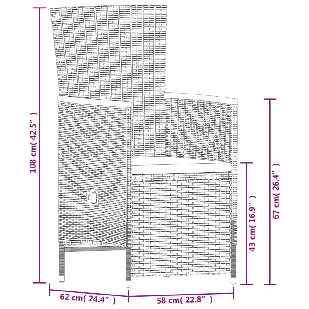 7 pcs conjunto de jantar para jardim com almofadões cinzento