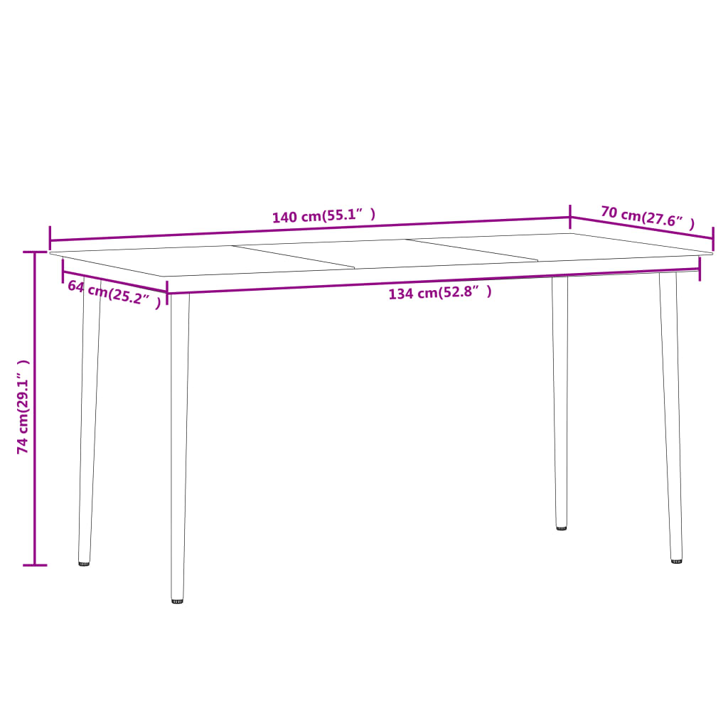 5 pcs conjunto de jantar para jardim castanho