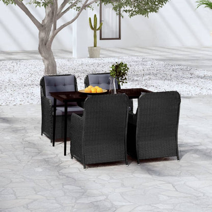 5 pcs Conjunto de jantar para jardim preto