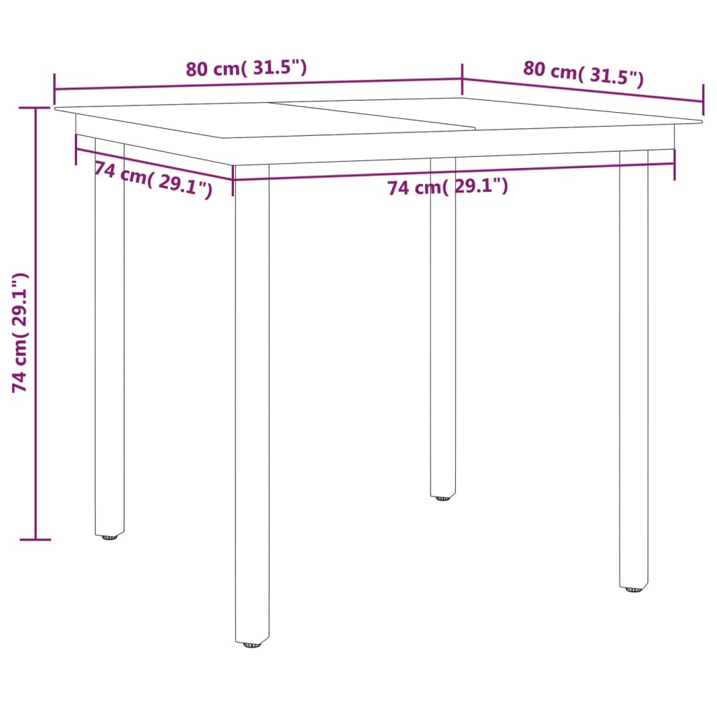 5 pcs Conjunto de jantar para jardim preto