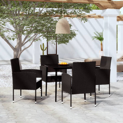 5 pcs Conjunto de jantar para jardim preto