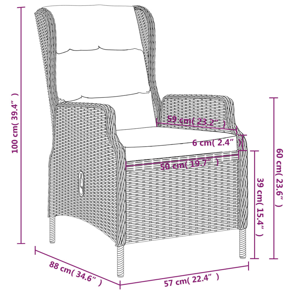 3 pcs conjunto de jantar para jardim cinzento-escuro