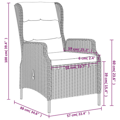 3 pcs conjunto de jantar para jardim cinzento-escuro