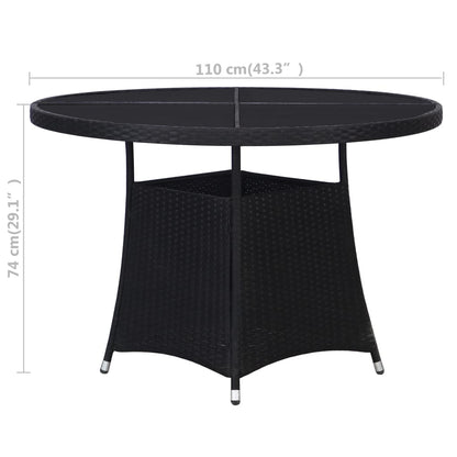 Mesa de jardim Ø110x74 cm vime PE preto