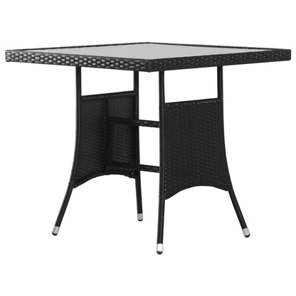 Mesa de jardim em vime PE 80x80x74 cm preto