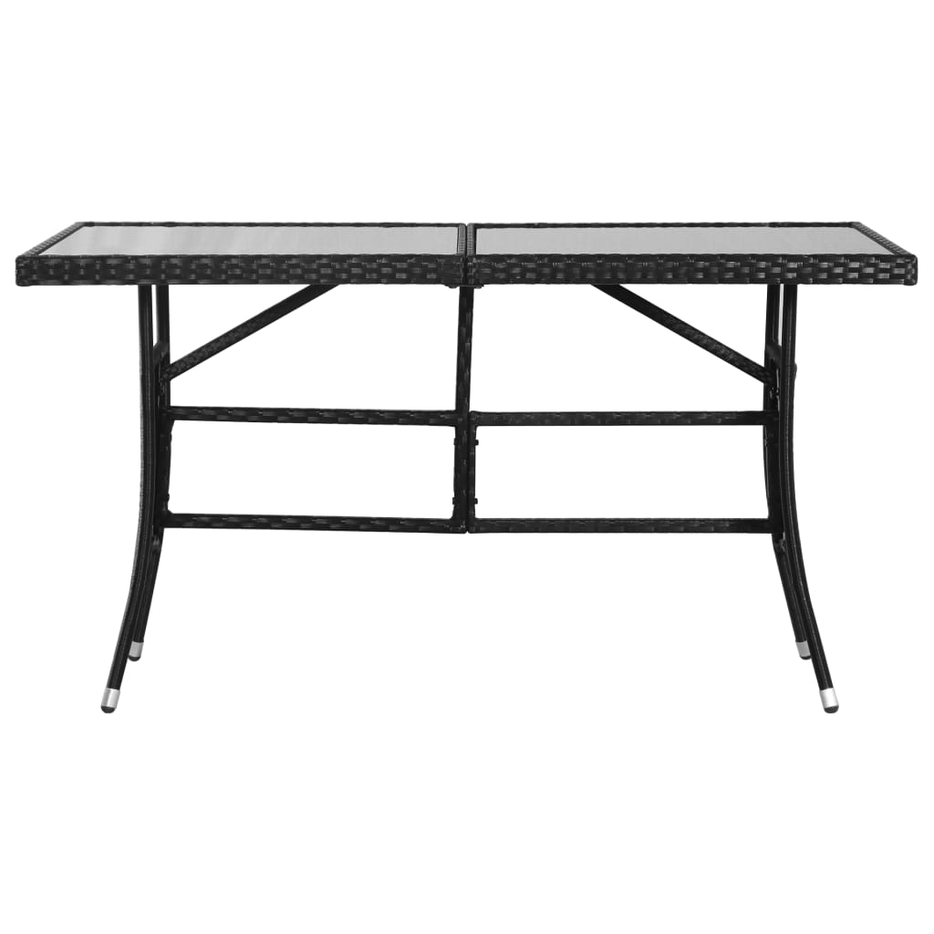 Mesa de jardim em vime PE 140x80x74 cm preto