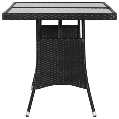 Mesa de jardim em vime PE 140x80x74 cm preto