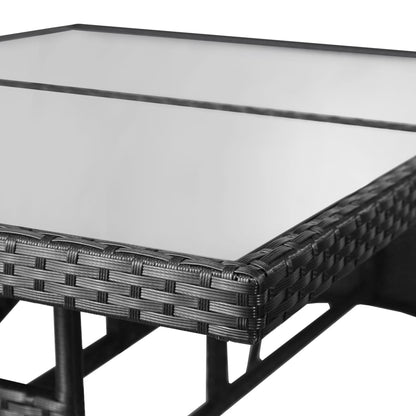 Mesa de jardim em vime PE 140x80x74 cm preto