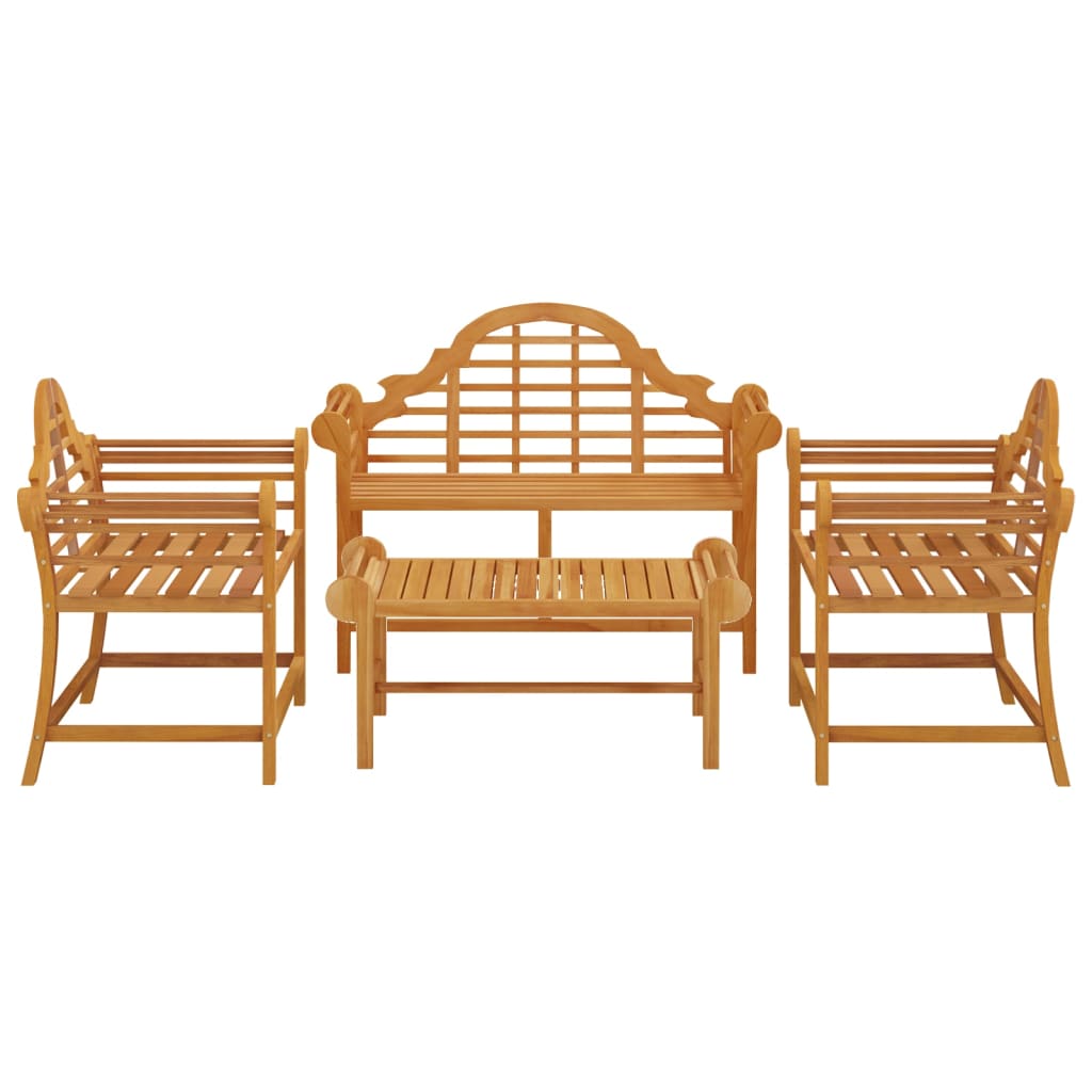 4 pcs conjunto lounge de jardim madeira de teca maciça