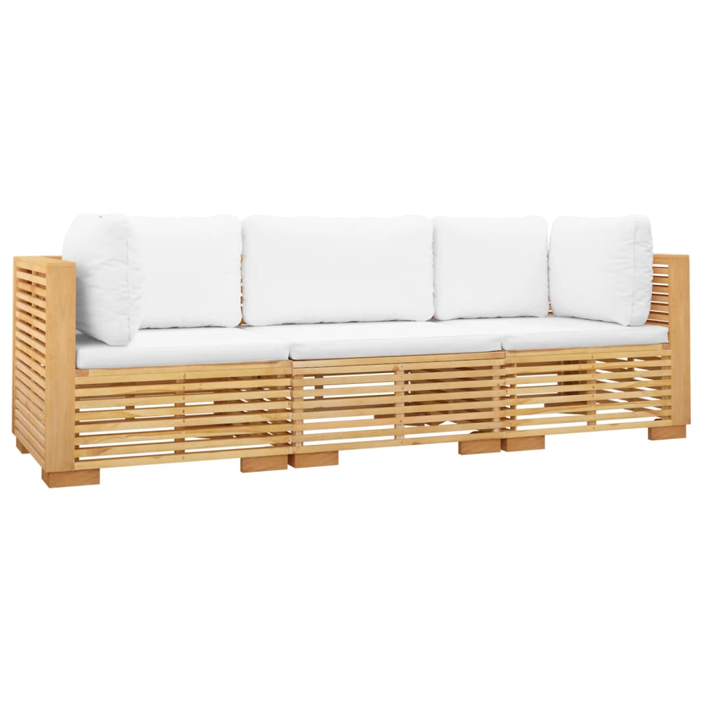 3 pcs conjunto lounge jardim c/ almofadões madeira teca maciça