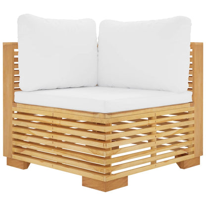 3 pcs conjunto lounge jardim c/ almofadões madeira teca maciça