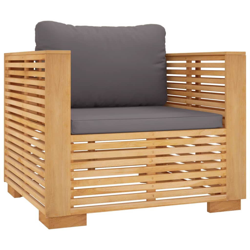 5 pcs conjunto lounge jardim c/ almofadões madeira teca maciça