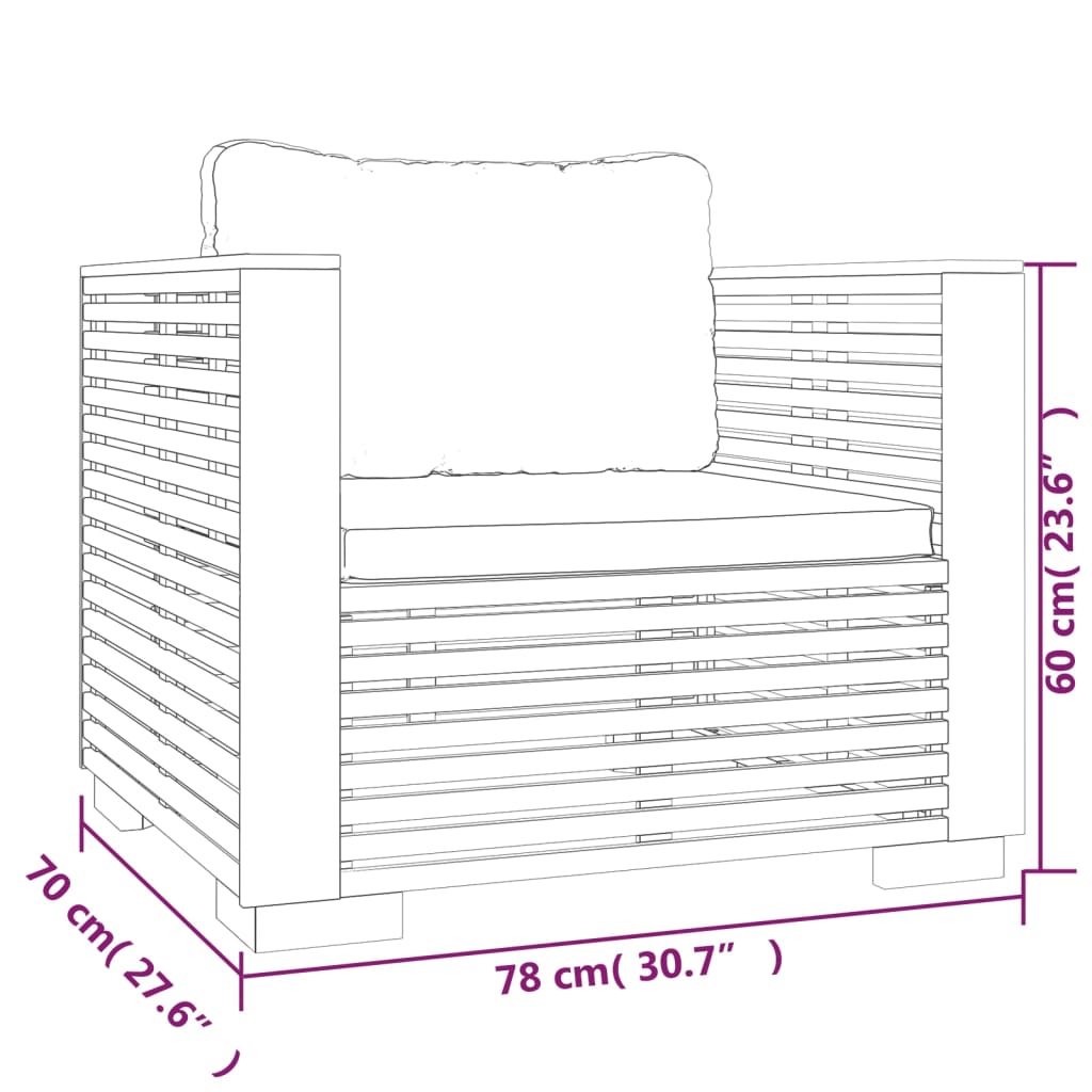 5 pcs conjunto lounge jardim c/ almofadões madeira teca maciça