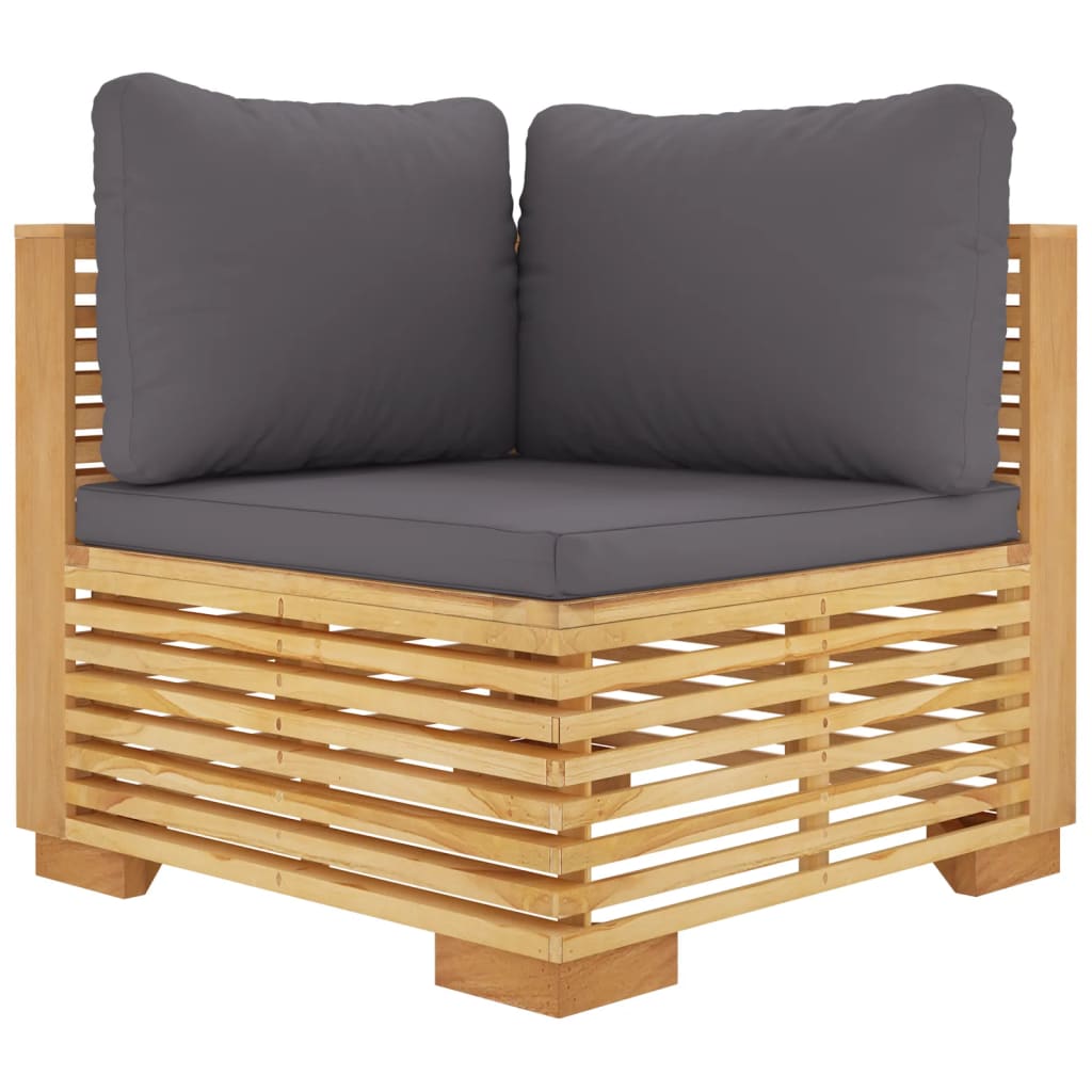 9 pcs conjunto lounge jardim c/ almofadões madeira teca maciça