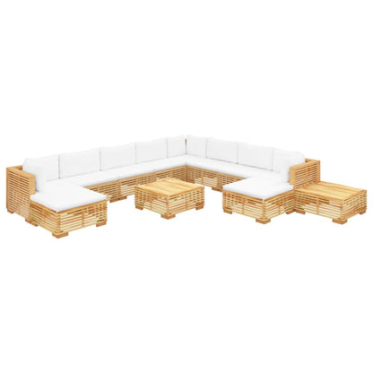 12 pcs conjunto lounge jardim c/ almofadões madeira teca maciça