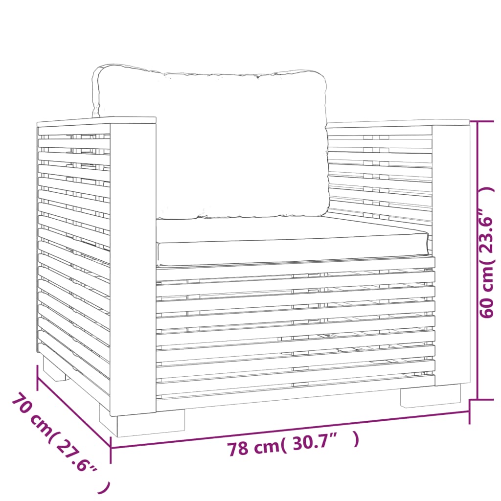 7 pcs conjunto lounge jardim c/ almofadões madeira teca maciça