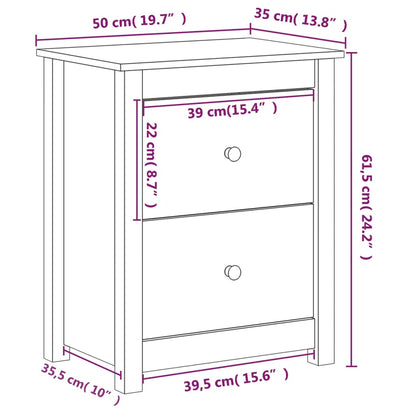 Mesas de cabeceira 2 pcs 50x35x61,5 cm pinho maciço cinza