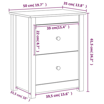 Mesa de cabeceira 50x35x61,5 cm pinho maciço castanho mel