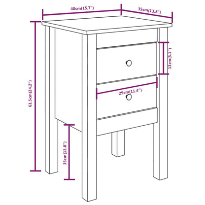 Mesas de cabeceira 2 pcs 40x35x61,5 cm pinho maciço branco