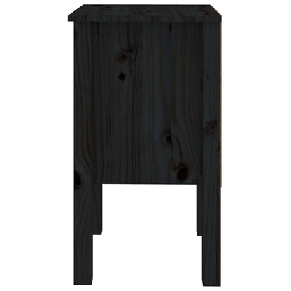 Mesa de cabeceira 40x35x61,5 cm madeira de pinho maciça preto