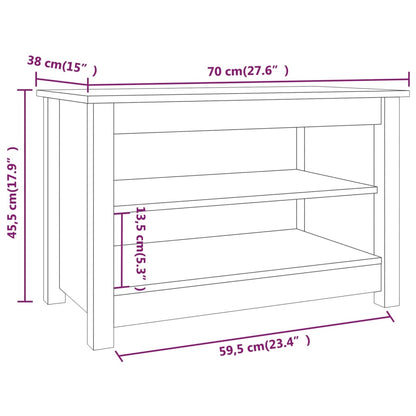 Banco sapateira 70x38x45,5 cm pinho maciço preto