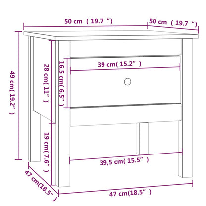 Mesa de apoio 50x50x49 cm pinho Cinza