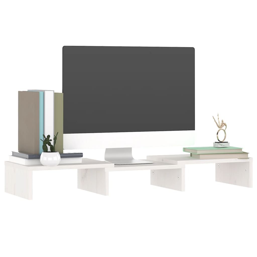 Suporte para monitor 60x24x10,5 cm madeira pinho maciça branco