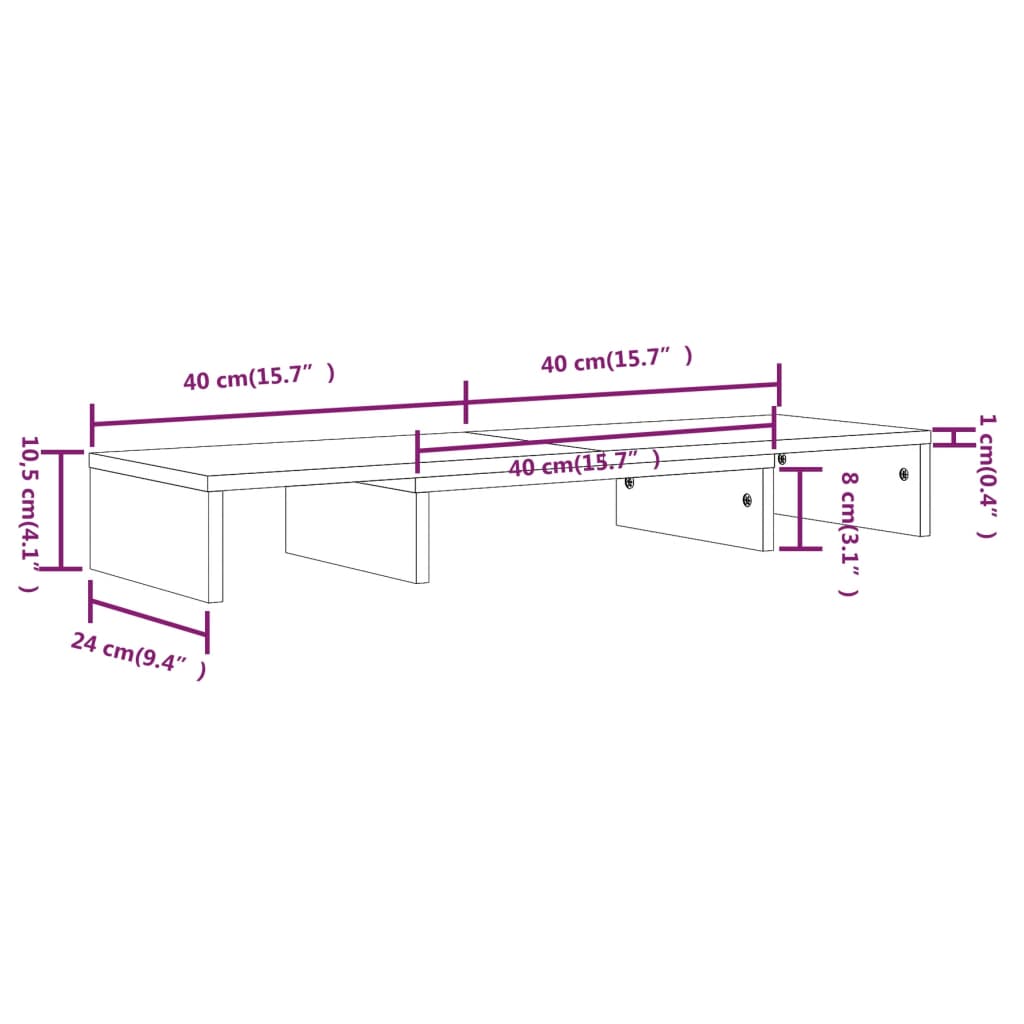 Suporte para Monitor em Madeira de Pinho de 80 cm - Cor Natural