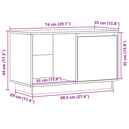 Móvel de TV Oliva - Cor Branco - 74x35x44 cm - Em Madeira de Pinho Maciça