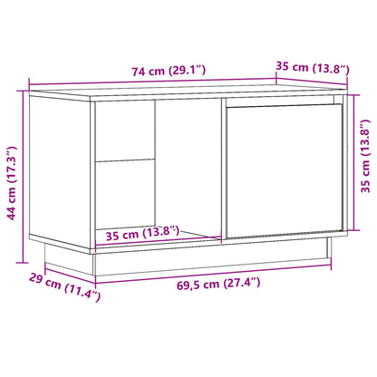 Móvel de TV Oliva - Cor Cinzento - 74x35x44 cm - Em Madeira de Pinho Maciça