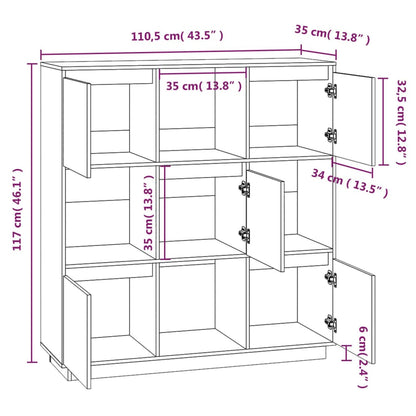 Aparador alto 110,5x35x117 cm pinho maciço cinza