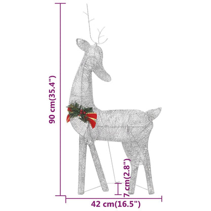 Família de renas de Natal 270x7x90 malha branco prateado