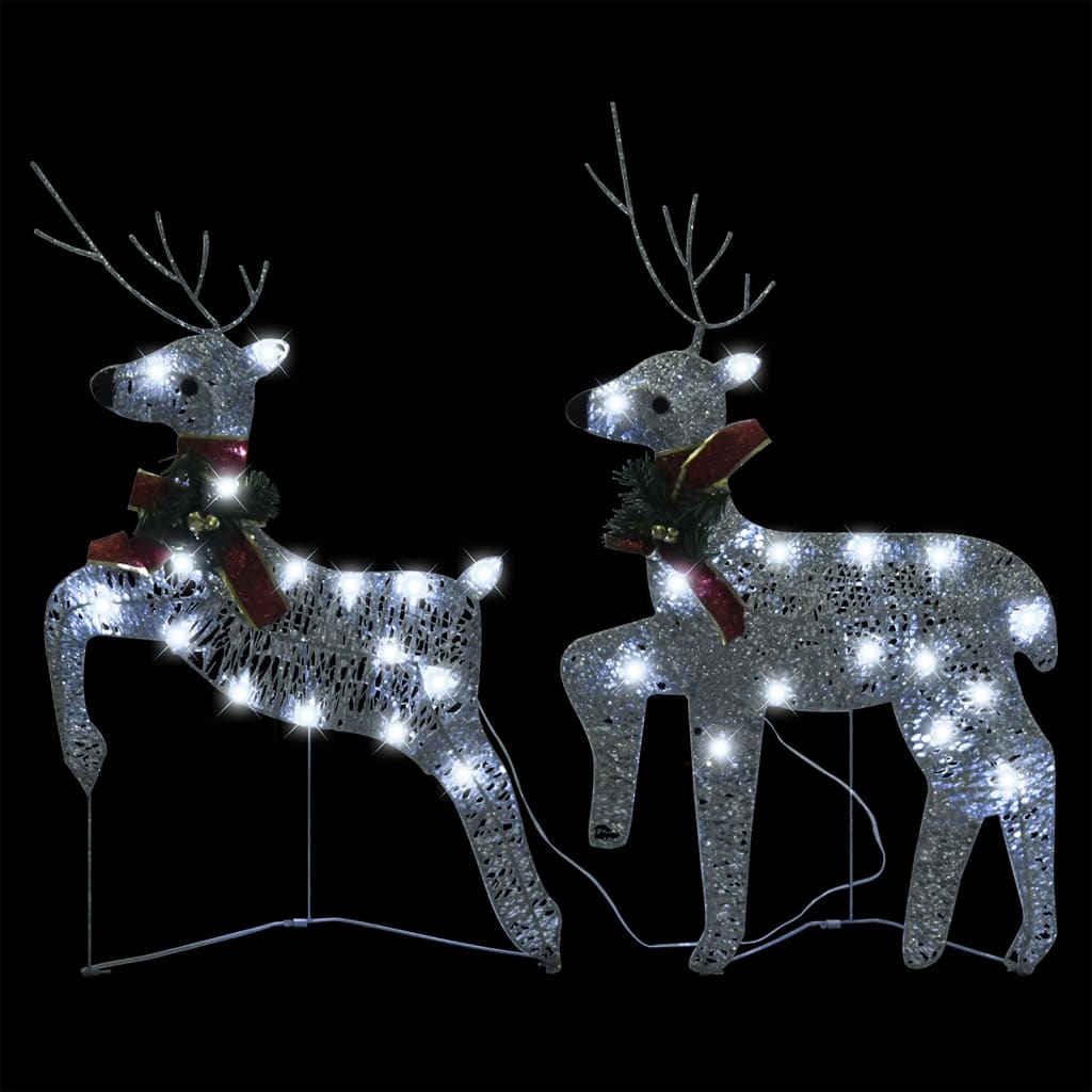 Renas de Natal 2 pcs 40 LEDs prateado