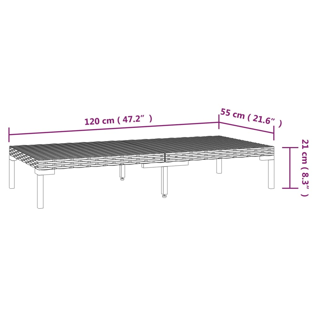 5 pcs conj. lounge jardim c/ almofadões vime PE cinzento-escuro