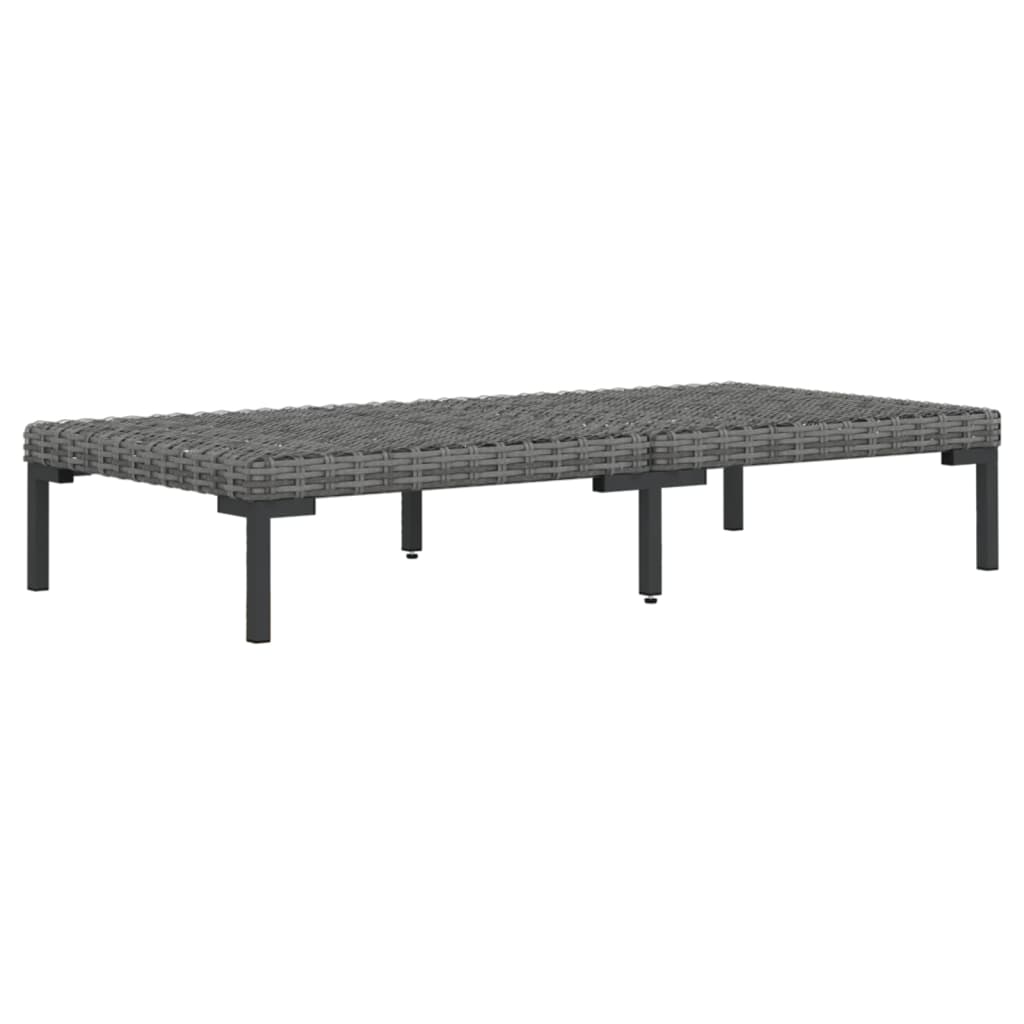 7 pcs conj. lounge jardim c/ almofadões vime PE cinzento-escuro