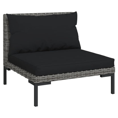 13 pcs conj. lounge jardim c/ almofadões vime PE cinza escuro