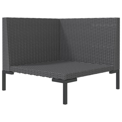 8 pcs conj. lounge jardim c/ almofadões vime PE cinzento-escuro