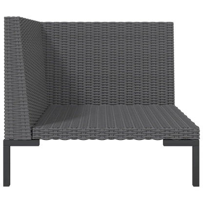 8 pcs conj. lounge jardim c/ almofadões vime PE cinzento-escuro