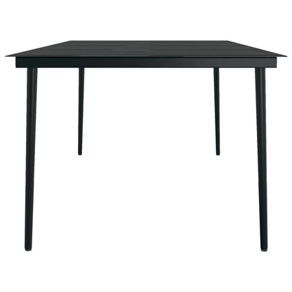 Mesa de jantar para jardim 200x100x74 cm aço e vidro preto