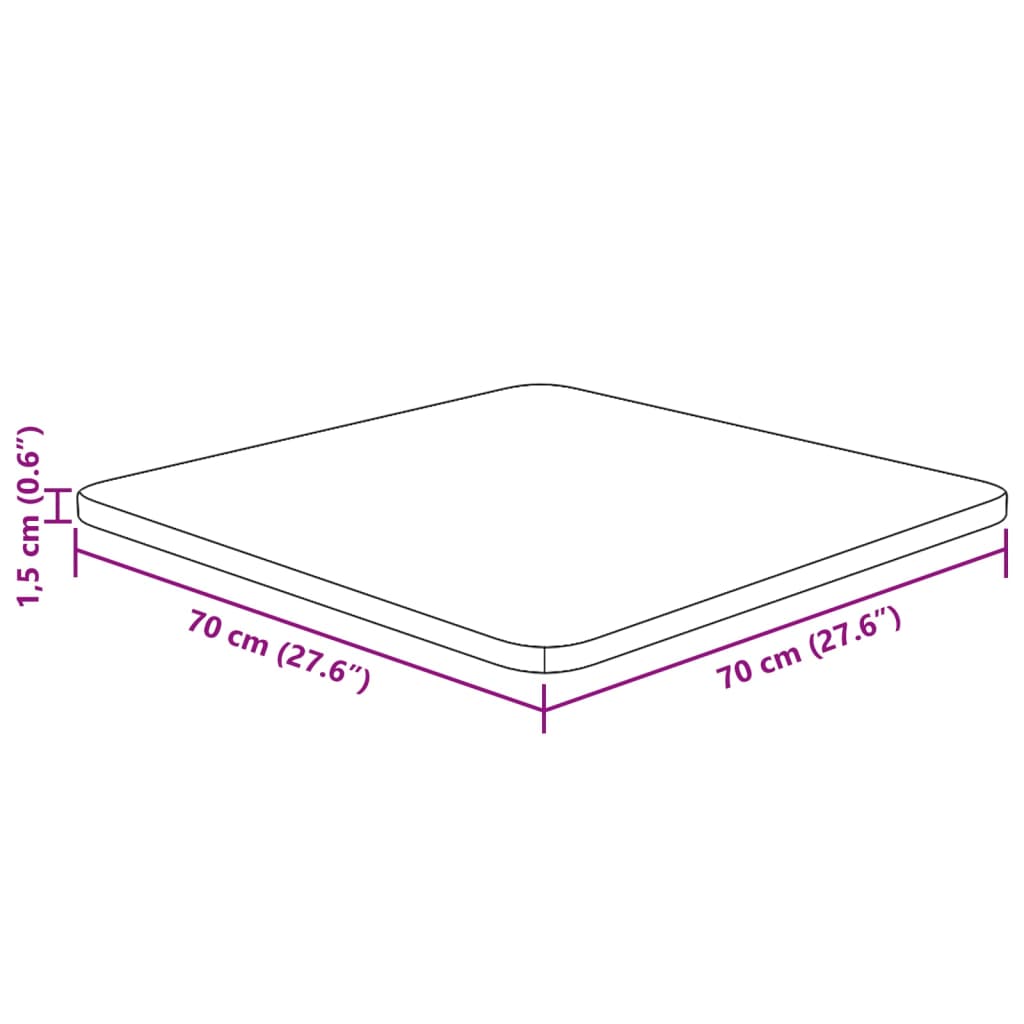 Tampo mesa quadrado 70x70x1,5cm carvalho tratado castanho-claro