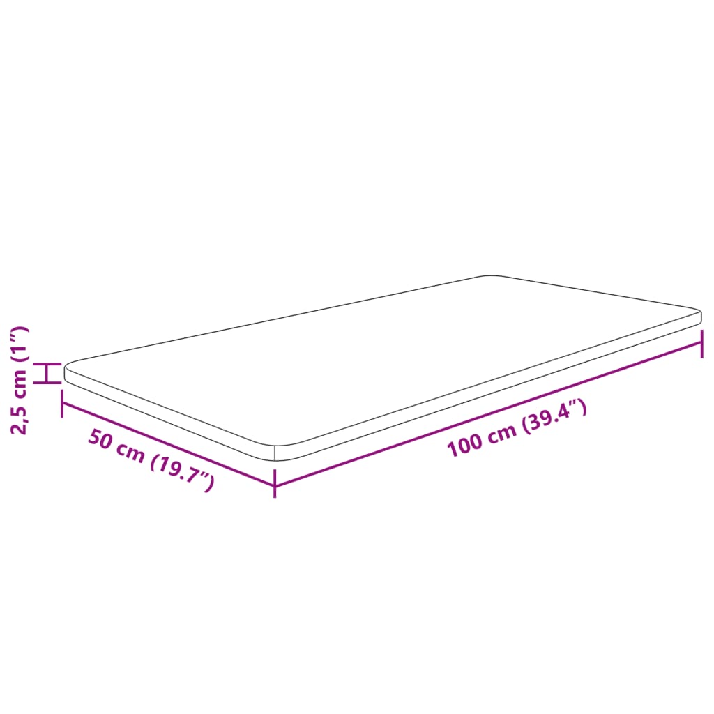 Bancada p/ WC 100x50x2,5 cm madeira tratada castanho-claro