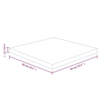 Tampo mesa quadrado 90x90x4 cm carvalho tratado castanho-claro