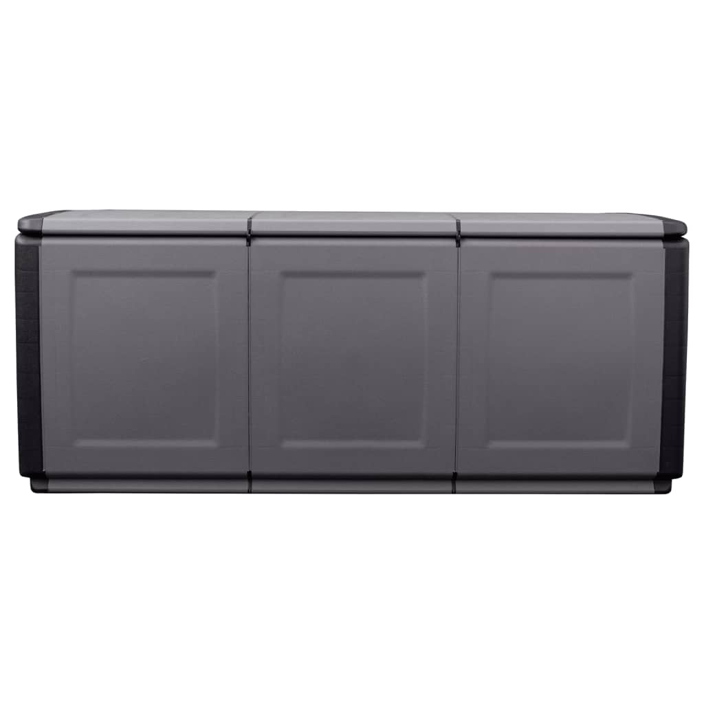 Caixa arrumação p/ jardim 138x53x57cm 330L cinza-escuro e preto