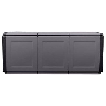 Caixa arrumação p/ jardim 138x53x57cm 330L cinza-escuro e preto