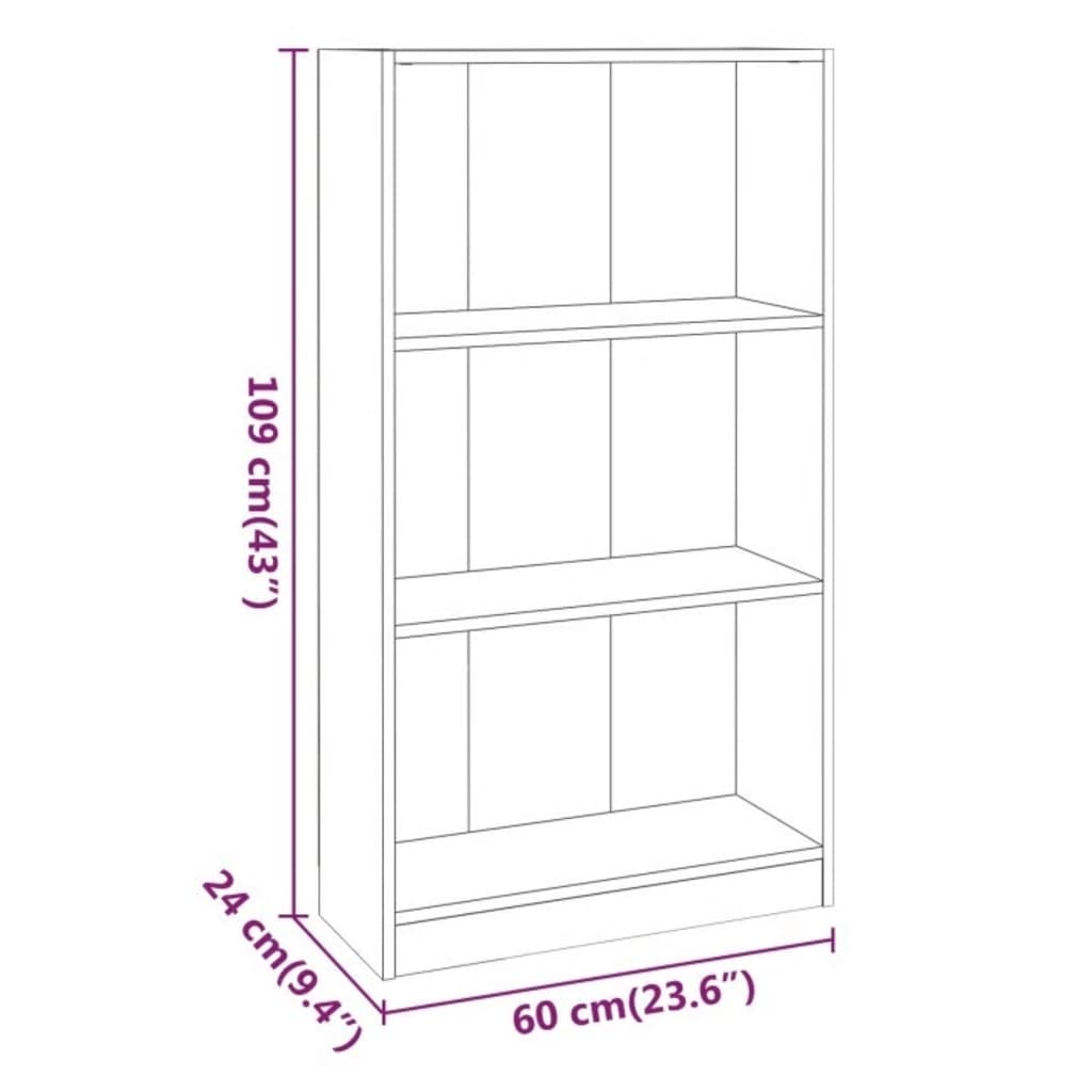 Estante 60x24x109 cm derivados de madeira cinzento sonoma