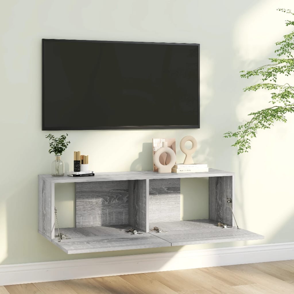 Móvel de TV Lude de Parede de 100cm - Cinzento - Design Moderno