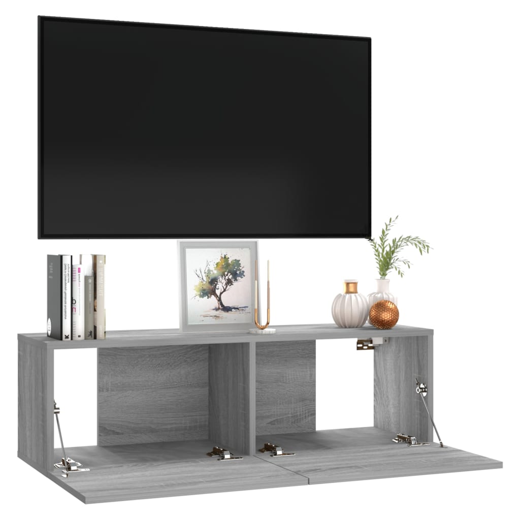 Móvel de TV Lude de Parede de 100cm - Cinzento - Design Moderno